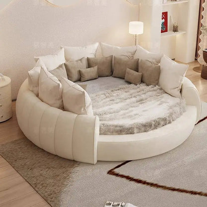 Insert Australia Double Bed Luxury White Room Modern Loft Full Size Double Bed Bedroom Round Adults Schlafzimmer Bett Furniture