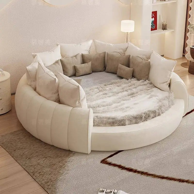 Insert Australia Double Bed Luxury White Room Modern Loft Full Size Double Bed Bedroom Round Adults Schlafzimmer Bett Furniture