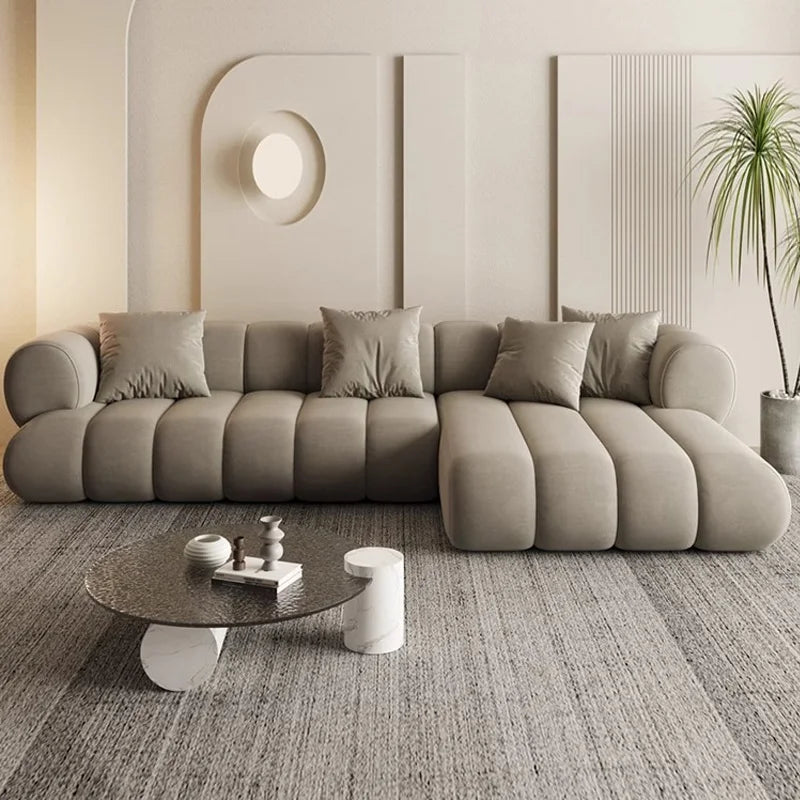 Luxury L-Shape Modular Sectional Sofa Set Fabric Couch for Home Hotel Villa for Living Room Filled with Sponge