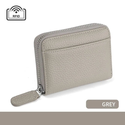 Credit Card Holder Wallet Rfid Blocking Slim Genuine Leather Organizer Zipper Pocket Id Card Pouch Case Purse With 20 Card Slots