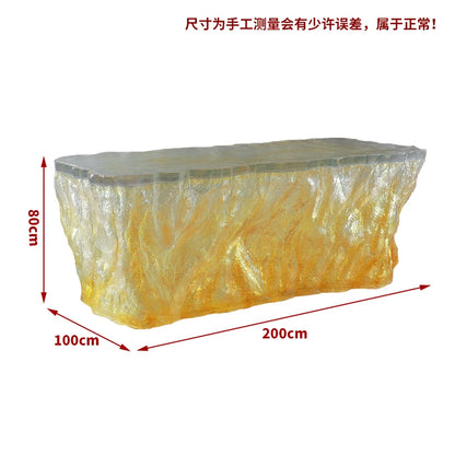 Premium Light Luxury Transparent Resin Hotel Front Desk Restaurant Villa Kitchen Partition Luminous Crystal Glacier Island Table