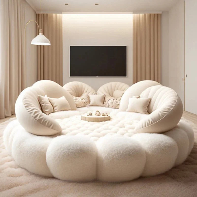 Round Aesthetics Soft Bed Frame European Full Master Bedroom Hotel Create Bed King Size Fashionable Modern Cama Casal...