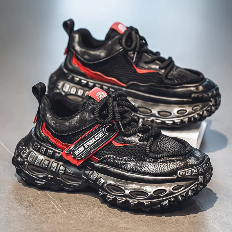 Men's Spring Summer Breathable Mesh Sports Shoes Casual Increased Height Thick Bottom Dad Shoes Wear-Resistant Rubber Sole