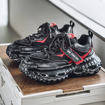Men's Spring Summer Breathable Mesh Sports Shoes Casual Increased Height Thick Bottom Dad Shoes Wear-Resistant Rubber Sole