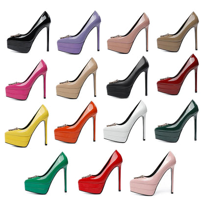 2023 15cm Stiletto High Heel Pointed Lacquer Leather Fashion Sexy High Heels Wedding Party Luxury Brand High Heels Women's Shoes