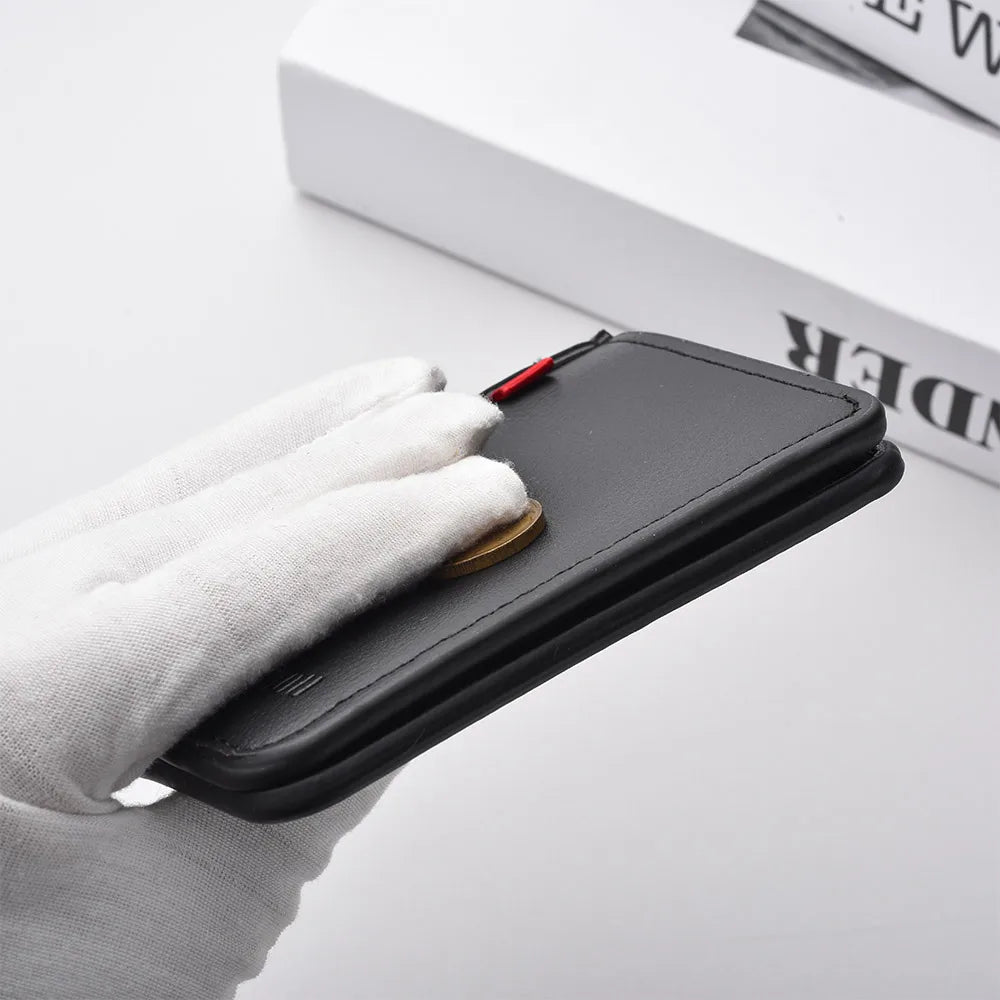 1Pc New Ultra-thin Mini Soft PU Leather Credit Card Wallet Holder Short Vertical High Quality Men's Wallet - Kimlud