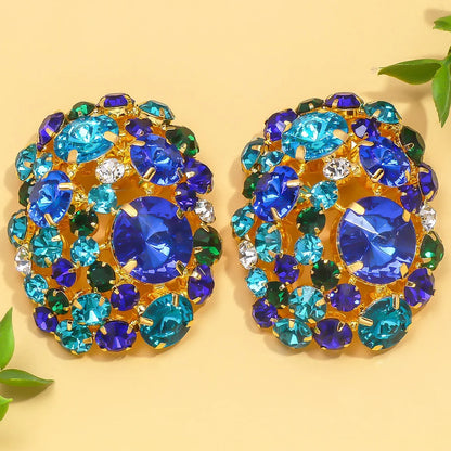 Round Crystal Ear Clip No Piercing Jewelry Free Shipping Christmas Gift Colorful Rhinestone Clip Earrings for Women