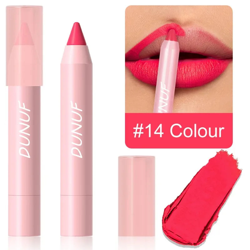 18 Colors Matte Lipstick Pen Soft Silky Velvet Lip Liner Pencil Sexy Full Color Lip Crayon Waterproof Lasting Beauty Maquillaje
