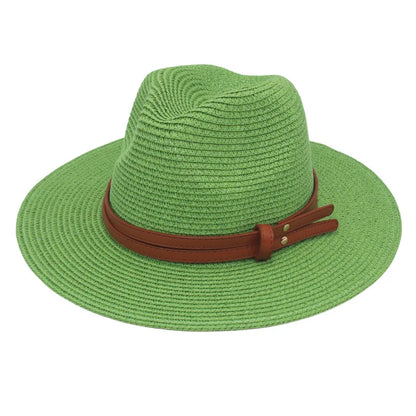 Summer Straw Sun Hat Panama Hats Grass Knitted Gift Hat Breathable Leisure Jazz Hat European American Style Straw Hat Beach Caps - Kimlud