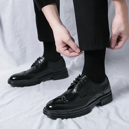 Handmade Men's Wingtip Oxford Shoes Black Leather Brogue Men's Formal Leather Shoes Classic Business Formal Men's Shoes Oxfords