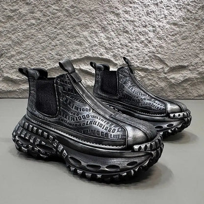 High Quality Safety Walking Sneakers Men Leather Boots Retro Style Trend Gothic Rock Knight Boots Men's Casual Shoes Warm Boot