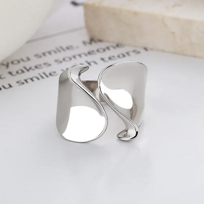 925 Sterling Silver Rings for Women Couple Minimalist Handmade Simple Big Open Ring Party Prevent Allergy Jewelry...