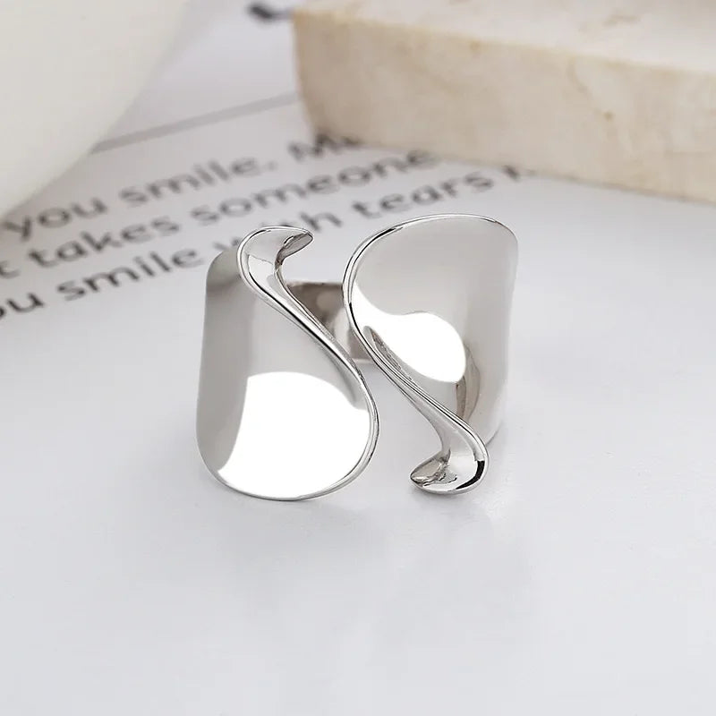 925 Sterling Silver Rings for Women Couple Minimalist Handmade Simple Big Open Ring Party Prevent Allergy Jewelry...