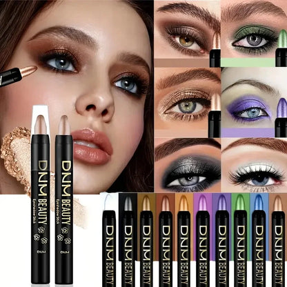 10pcs Pearlescent Eyeshadow Sticks High Pigmented Eyeshadow Pencil Glitter Waterproof Long-Lasting Eye Makeup Non-Smudged