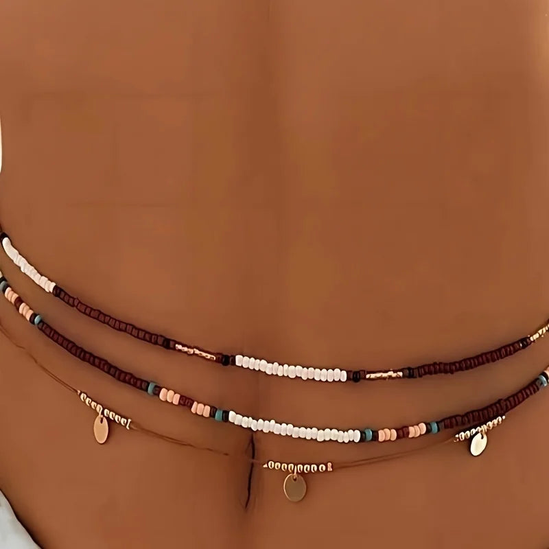 3PCS Bohemian Sexy Bead Vacation Women's Beach Waist Chain - Kimlud