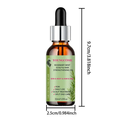 Rosemary Mint Scalp Hair Strengthening Oil,Deep Hydration,Repairs Damage，Enhances Shine，Promotes Growth，Smooths & Detangles