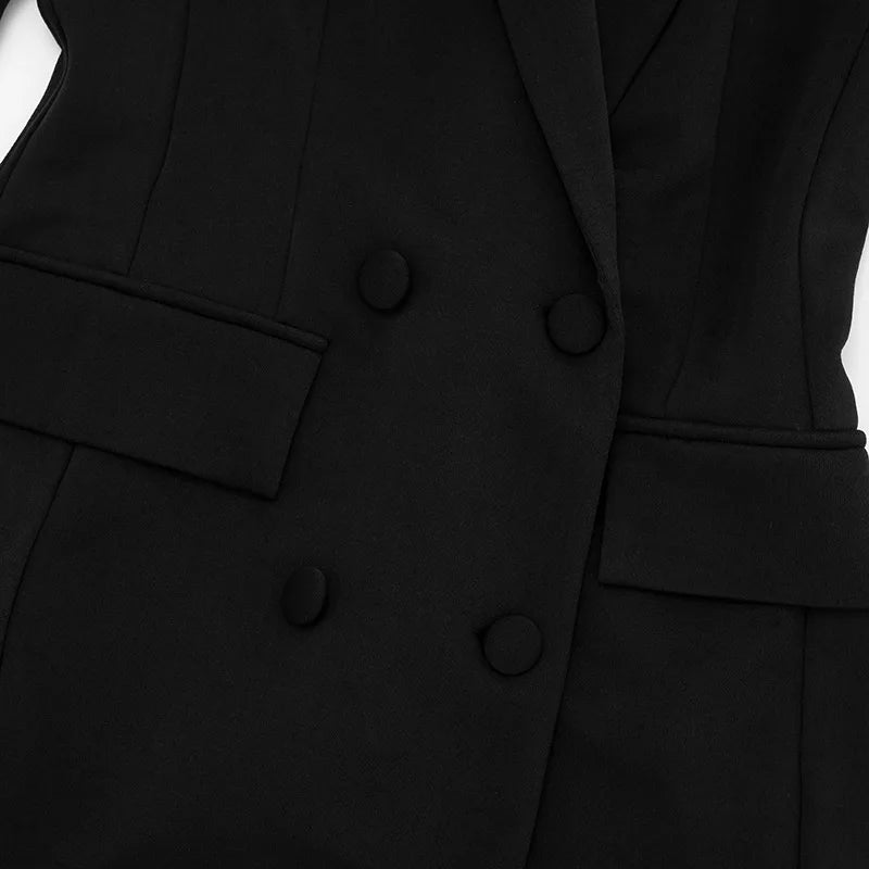 Nsauye Elegant A-Line Short Fashion Evening Black Blazer V Neck Dress Women Winter Clothes Outfits Sexy Night Club Party Dress