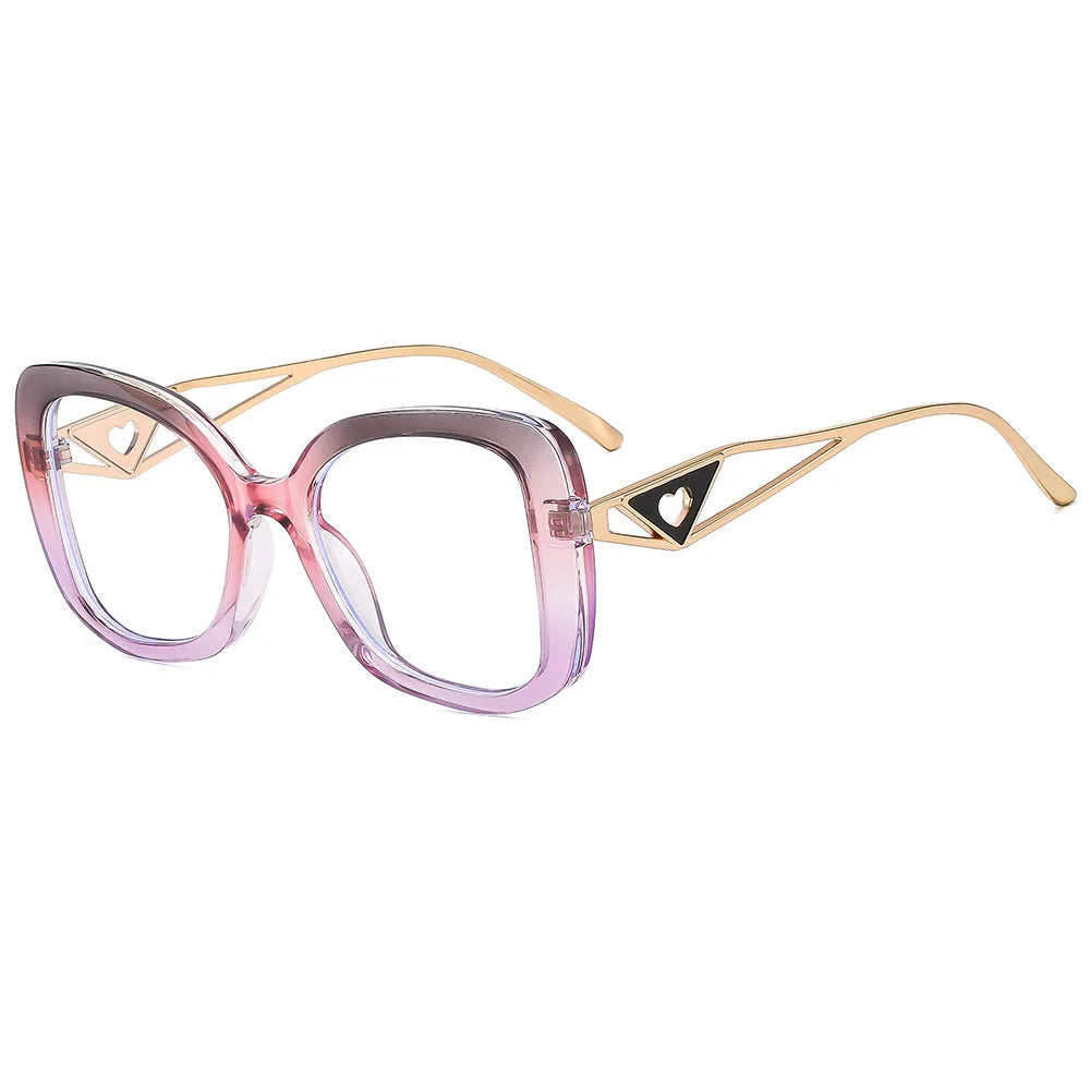 Luxury Brand Oversized Square Reading Glasses Women Triangle heart Temple Eyeglasses Blue Light Blocking Clear Computer...