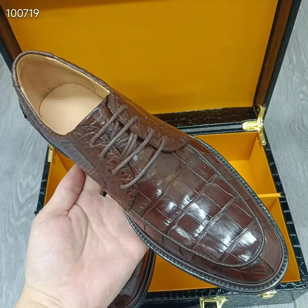 Luxury Crocodile Skin Men's Business Shoe Genuine Real Alligator Leather Brown Top Quality Shoe Leisure Fashion Men ficial Shoe