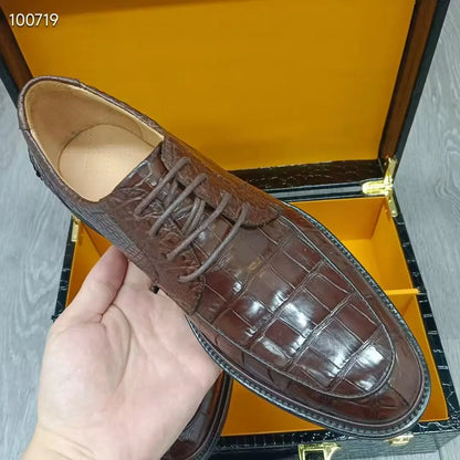 Luxury Crocodile Skin Men's Business Shoe Genuine Real Alligator Leather Brown Top Quality Shoe Leisure Fashion Men ficial Shoe