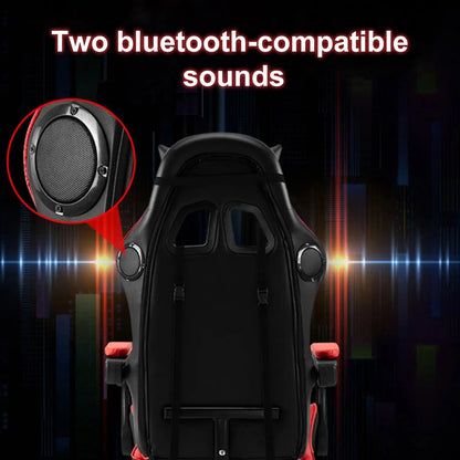 Gaming Chair with Bluetooth Speakers and Led Lights, Massage Gamer Chair with Footrest High Back and Lumbar, Customized