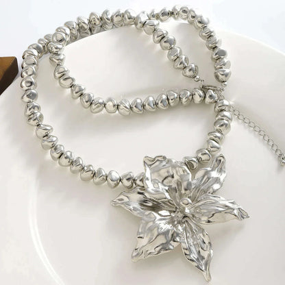 girlgo Zaa 2024 Alloy Flower CCB Beaded Necklace Exaggerated Elegant Banquet Wedding Women’s Jewelry