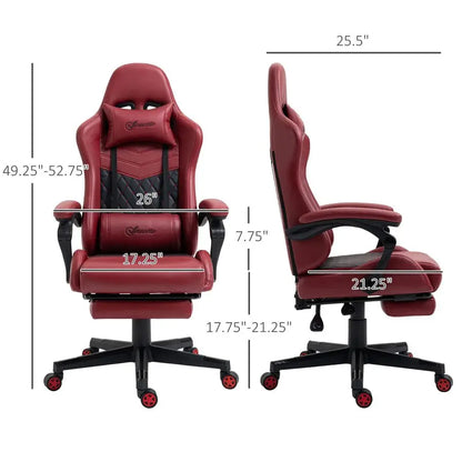 Racing Gaming Chair Diamond PU Leather Office Gamer Chair High Back Swivel Recliner with Footrest, Lumbar Support, Adjustable He