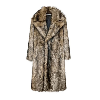 Men's fur coat, Wolf fur, fox fur, lapel long overcoat, winter windproof and warm windbreaker, large size | Kimlud...