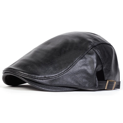 Men Retro Pu Leather Newsboy Caps JAMONT labeling British Painters Hats Spring Autumn Side Adjustable Flat Cap Hip Hop...