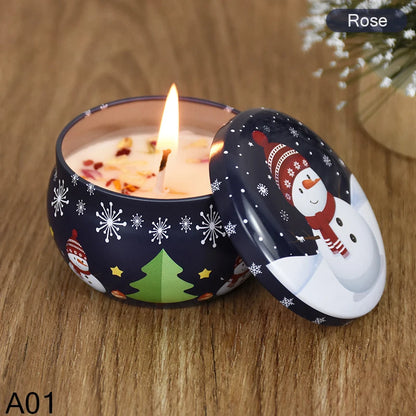 Christmas Aromatherapy Candle Jar Christmas Scented Candle Tin Jar Cans Candle Merry Xmas Decor For Home New Year Navidad Gifts