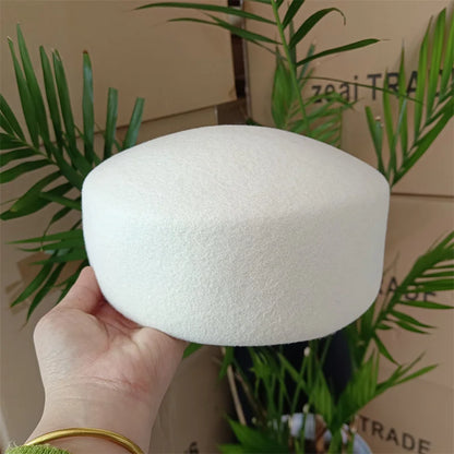 Vintage Hard Top Flat Fedoras Hats Women 100% Wool Felt Berets Hat Wedding Fascinator Caps Wedding Cocktail Party...