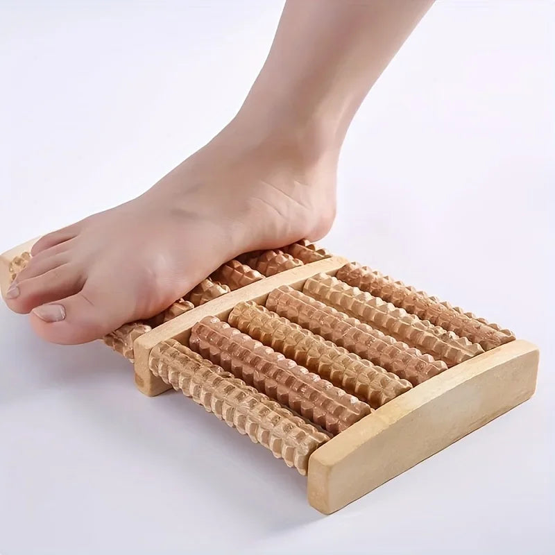 Foot Massage with a Wooden Foot Massager Featuring Rollers - Dual Control Design, Perfect for Home Use, an Ideal Choice for All Seasons