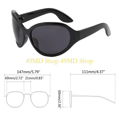 49MD Alien Sunglasses Punk Sunglasses y2k Sunglasses Wrap Around Sunglasses Uv400 Sunglasses Shades Glasses Eyeglasses - Kimlud