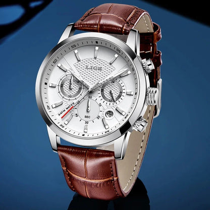 2025 LIGE Top Brand Luxury Casual Leather Quartz Men Watch Man Business Clock Male Sport Waterproof Date Chronograph Men Watches