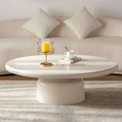 Oval Coffee Table for Living Room Modern Irregular Coffee Table Asymmetrical Unique Center Table (G White 45.7in)