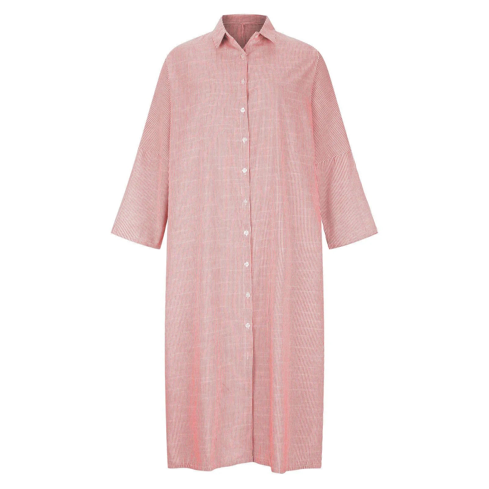 Elegant Outfits Summer Dress For Women Stripe Cotton Shirt Casual Loose Maxi Dresses Formal Occasion Dresses vestidos...