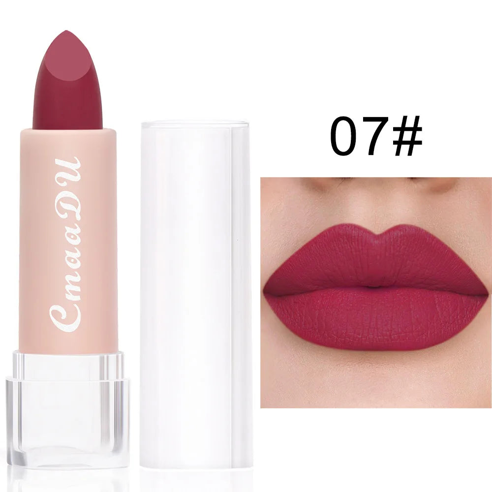 1pcsVelvet Matte Lipstick Waterproof Long-lasting Solid Matte Lip Gloss Non-Stick Cup Nude Pink Lipstick Sexy Cute Korean Makeup