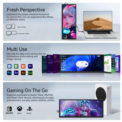 12.3 Inch 1920x720 HD Capacitive Touch Screen Monitor Portable LCD Display with HDMI Input for PC Laptop Industrial Equipment - Kimlud