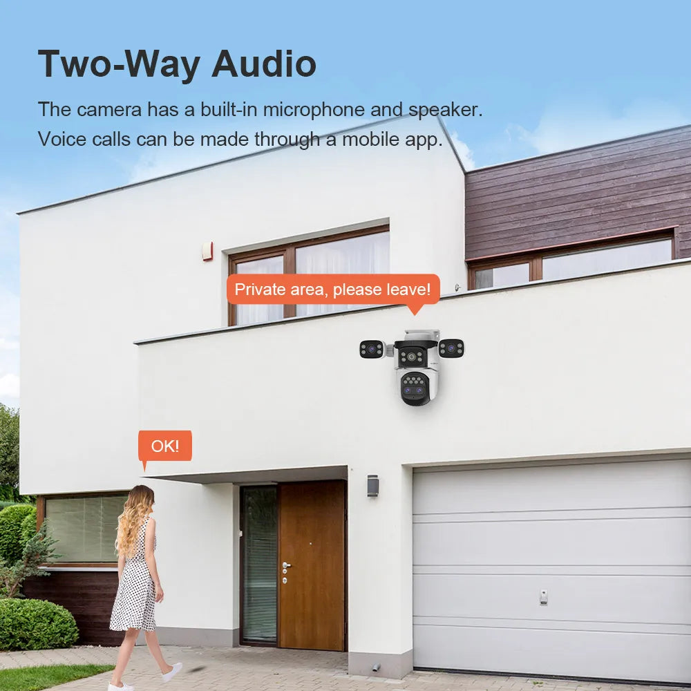 LS VISION 20MP WiFi Security Cameras 10X Zoom Three Screen Four Lens CCTV PTZ Auto Tracking Human Detection Surveillance Cameras