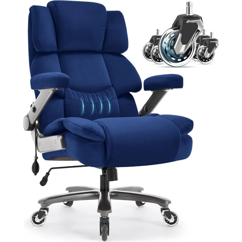700lbs Big and Tall Office Chair-Large Computer Chair with Adjustable Lumbar Support 3D Flip Arms Plus Size Wheels,