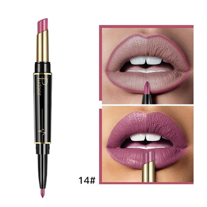 Double Ended Lip Liner and Lipstick 2 in 1, Waterproof Matte Long Lasting Smooth Lip Pen, Nude Lip Makeup for Women