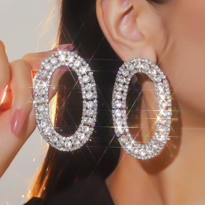 Silver Rhinestones Earrings for Women Sparkly Long Linear Dangle Earrings Dangle Tassels Statement Earrings Bridal Wedding