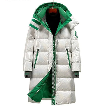 New Winter Jacket Men's Long Luxury Business Thickened Down Cotton Warm Parkas Men's Street Snow Cold-proof Hooded...