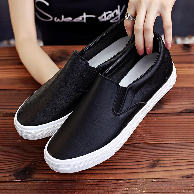 Men's Waterproof Faux Leather Slip-On Loafers New couple Summer Autumn Sports Shoes White Moccasins Male Sneakers