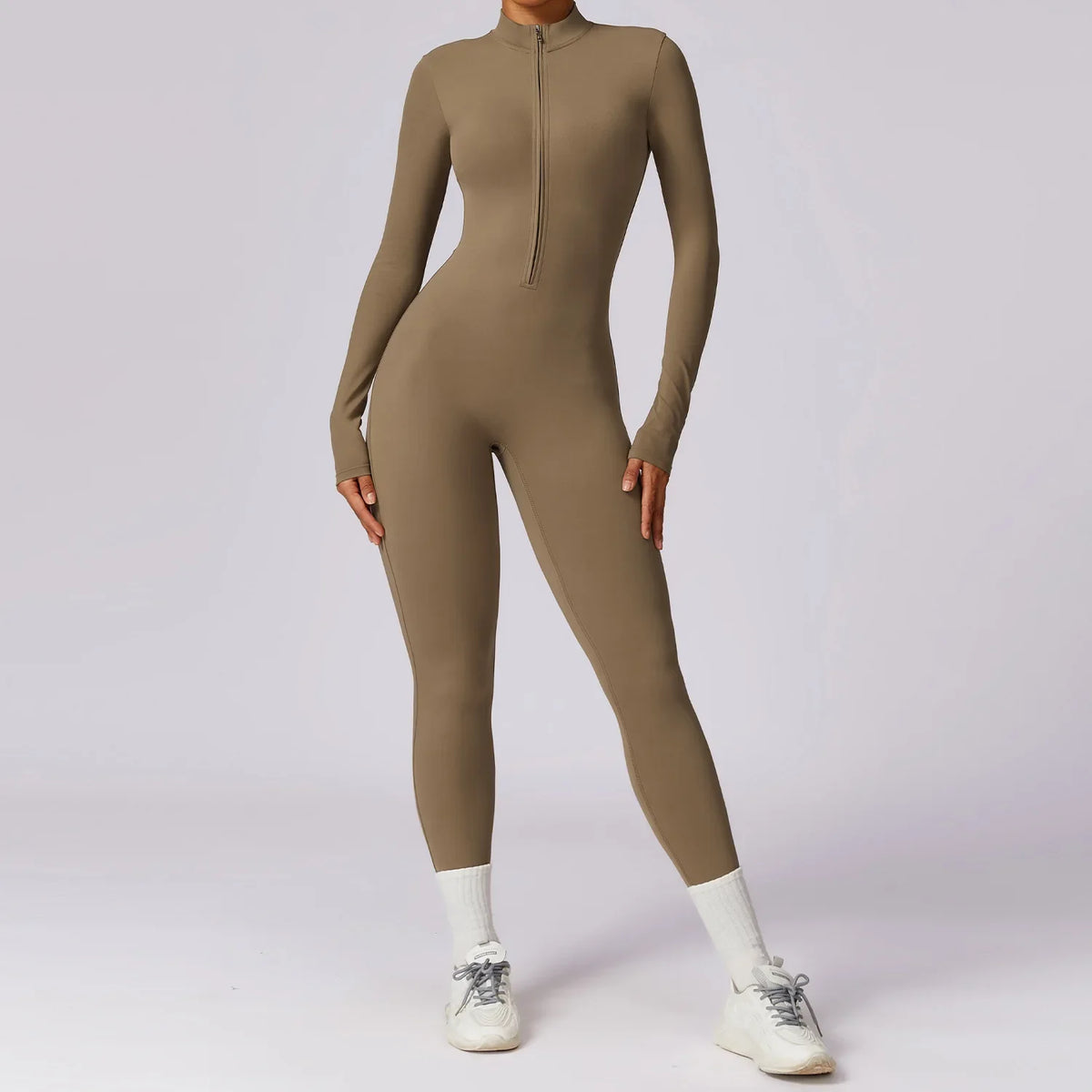 Yoga Jumpsuit Women Seamless Sports Zipper Jumpsuit Set Gym Long Sleeve Fitness Suit Elastic Gym Workout Bodysuit Athletic Wear - Kimlud