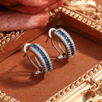Exquisite Earrings for Women, High-quality Blue Zircon Earrings, Anniversary Gifts, Engagement Earrings, Party Jewelry |...
