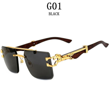 New In Sunglasses For Men Wooden Rimless Sunglasses Women Vintage Square Fashion Glasses Luxe Gafas De Sol Hombre...