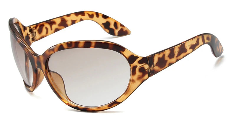Oversized Y2K Sunglasses Women Lady Trendy Big Frame Vintage Wrap Around Glasses Fashion Punk Silver Shades - Kimlud