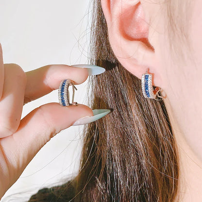 Exquisite Earrings for Women, High-quality Blue Zircon Earrings, Anniversary Gifts, Engagement Earrings, Party Jewelry |...