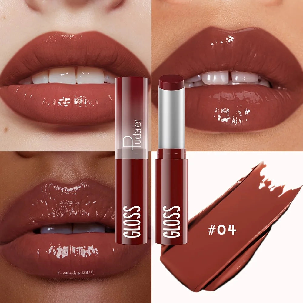 Glass Shine Lip Glaze, Mirror Finish Lipstick, Waterproof, Long Lasting, Non-Transfer, Plumping, Nude Shades
